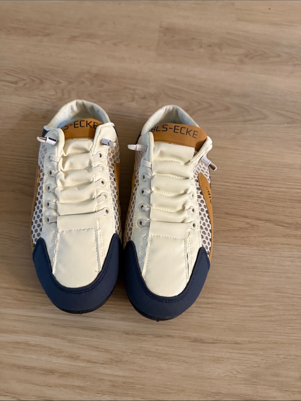 Men's Lace-Up backless slip on Sneakers in Cream, Navy & Tan -
